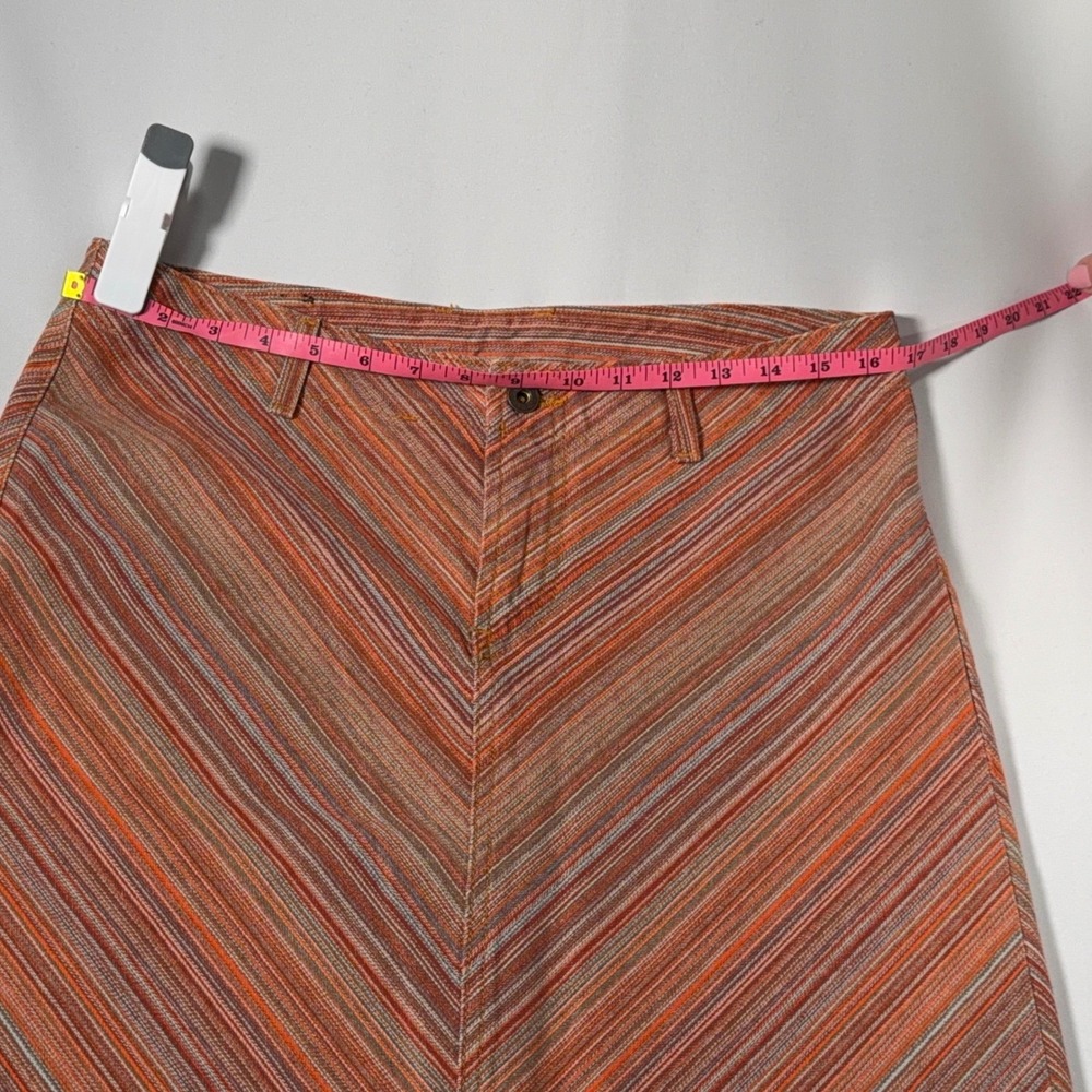Lucky Brand Skirt Womens 10 Orange Striped A-Line Cotton Chevron Boho Retro 90s - Picture 5 of 8